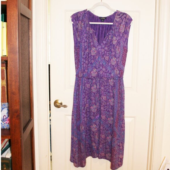 Lucky Brand Purple Floral Sleeveless/Cap Sleeve Dress with Pockets Size M - Picture 1 of 4